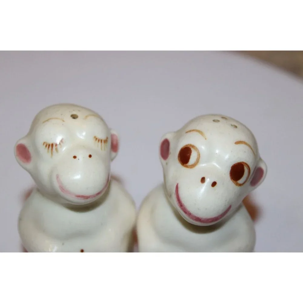 Salt & Pepper Shakers - Vintage China Monkeys